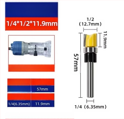 Κεφαλή κοπής ξύλου με ρουλεμάν, άξονας 6.35 mm, ευθεία/αντιγραφική φρέζα για φρεζαριστικές μηχανές