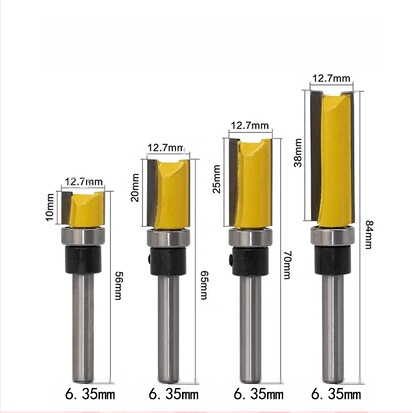 Κεφαλή κοπής ξύλου με ρουλεμάν, άξονας 6.35 mm, ευθεία/αντιγραφική φρέζα για φρεζαριστικές μηχανές