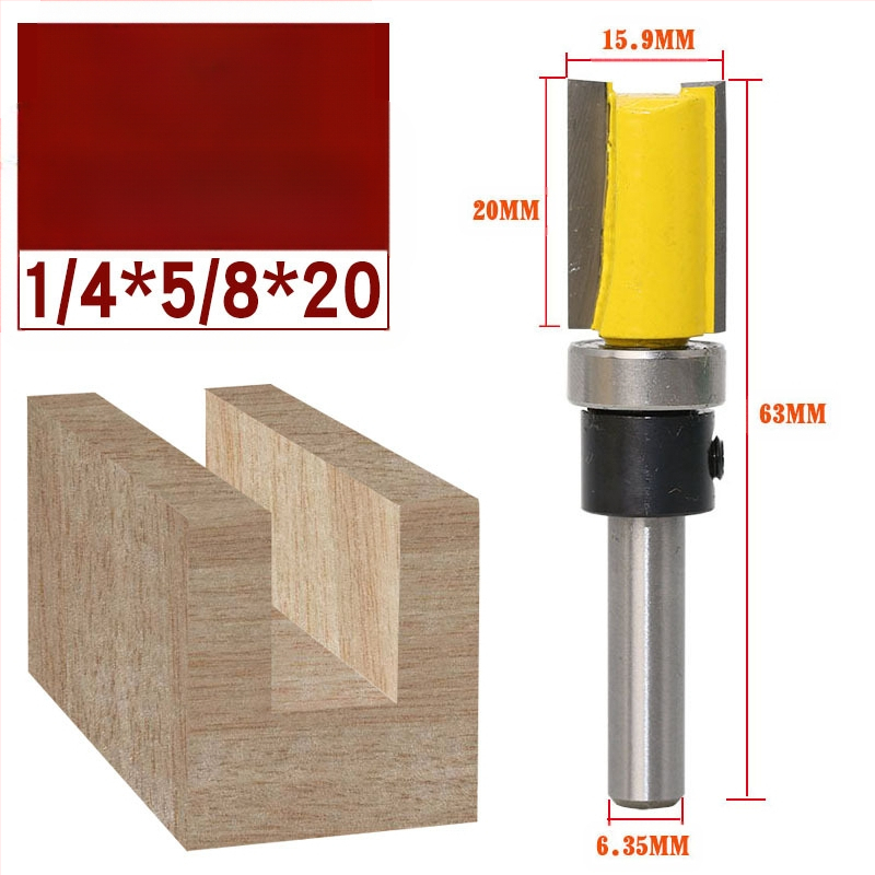 Κεφαλή κοπής ξύλου με ρουλεμάν, άξονας 6.35 mm, ευθεία/αντιγραφική φρέζα για φρεζαριστικές μηχανές