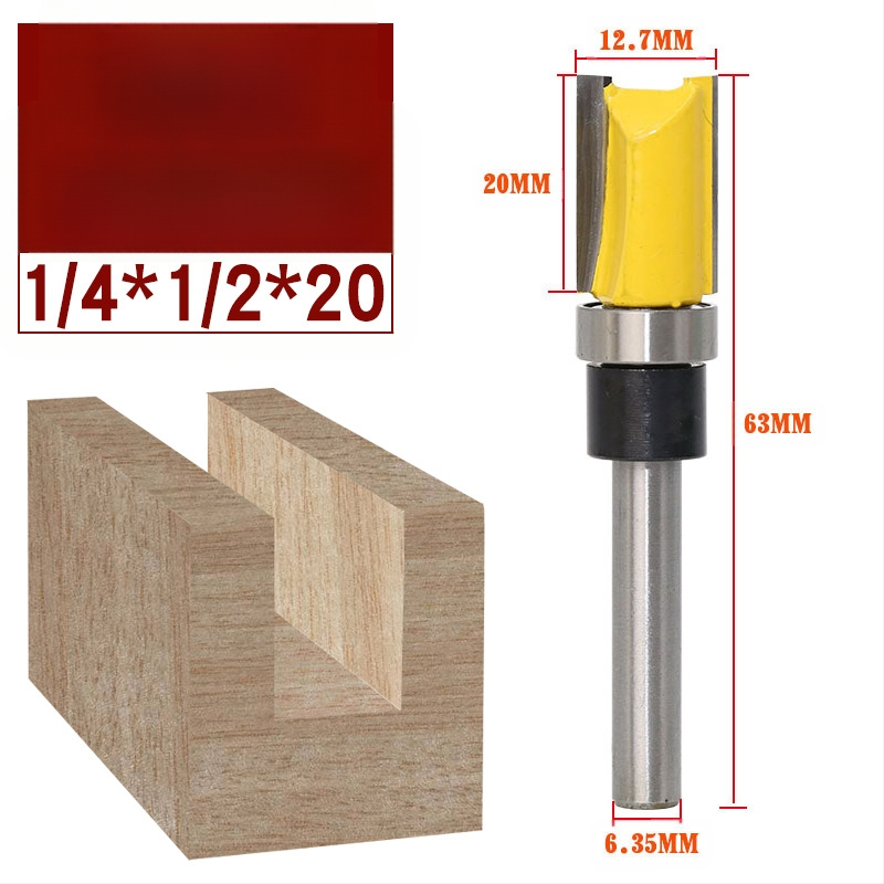 Κεφαλή κοπής ξύλου με ρουλεμάν, άξονας 6.35 mm, ευθεία/αντιγραφική φρέζα για φρεζαριστικές μηχανές