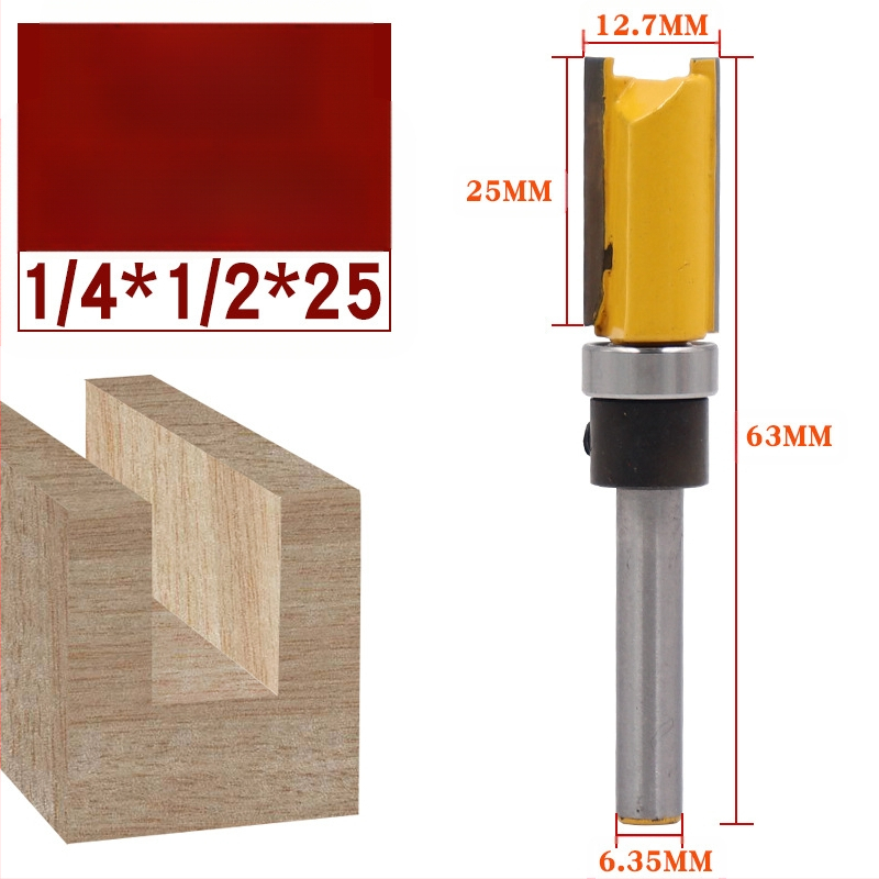 Κεφαλή κοπής ξύλου με ρουλεμάν, άξονας 6.35 mm, ευθεία/αντιγραφική φρέζα για φρεζαριστικές μηχανές