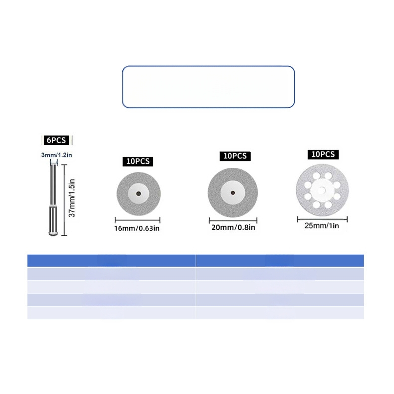 WELIBA Комплект дискове за рязане — диамантени и смолени дискове със стомана с висока скорост за дърво, метал и нефрит; максимална скорост на рязане 20000