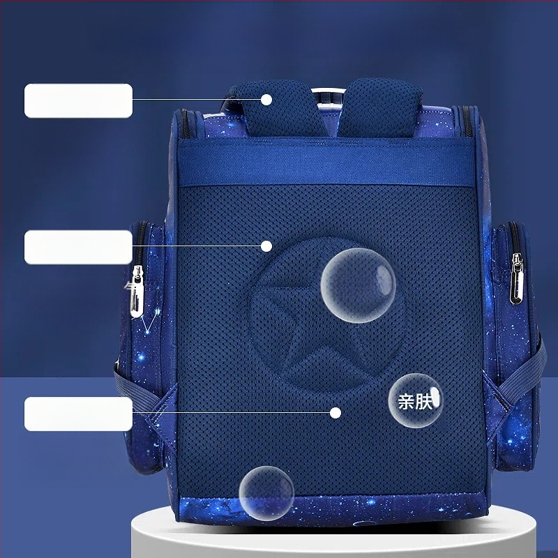 Unisex skolas mugursoma ar kosmosa motīvu primārajai skolai, neilona materiāls, modelis 8204, elpojoša, ūdensnecaurlaidīga, pret zādzību