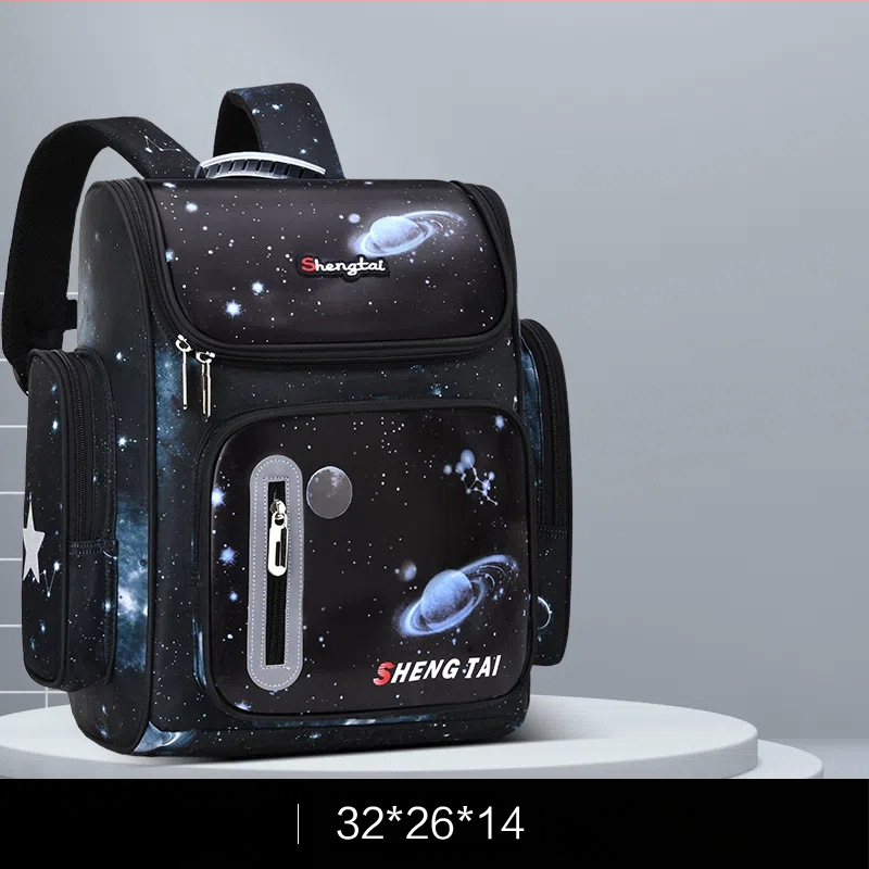 Unisex skolas mugursoma ar kosmosa motīvu primārajai skolai, neilona materiāls, modelis 8204, elpojoša, ūdensnecaurlaidīga, pret zādzību