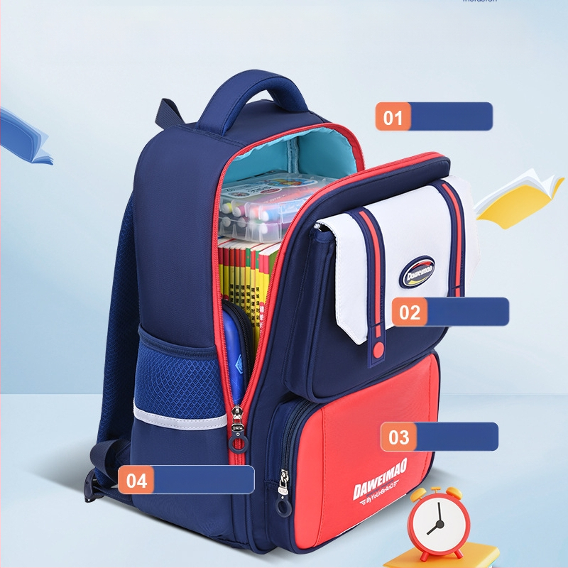 Skolas mugursoma sākumskolai, viegla un ūdensizturīga, modelis 6918, izliektas plecu siksnas, elpojošā odere