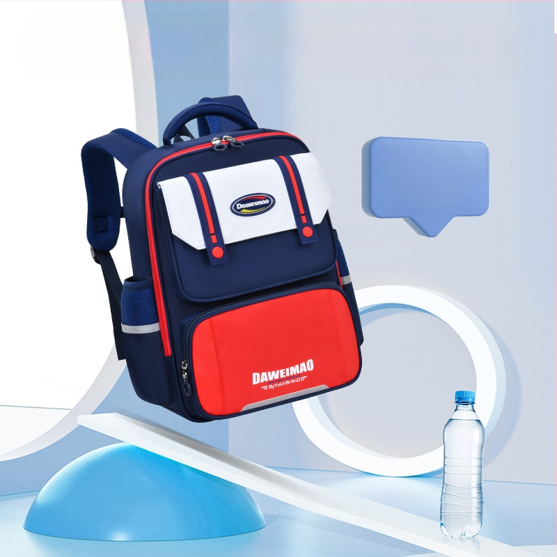 Skolas mugursoma sākumskolai, viegla un ūdensizturīga, modelis 6918, izliektas plecu siksnas, elpojošā odere