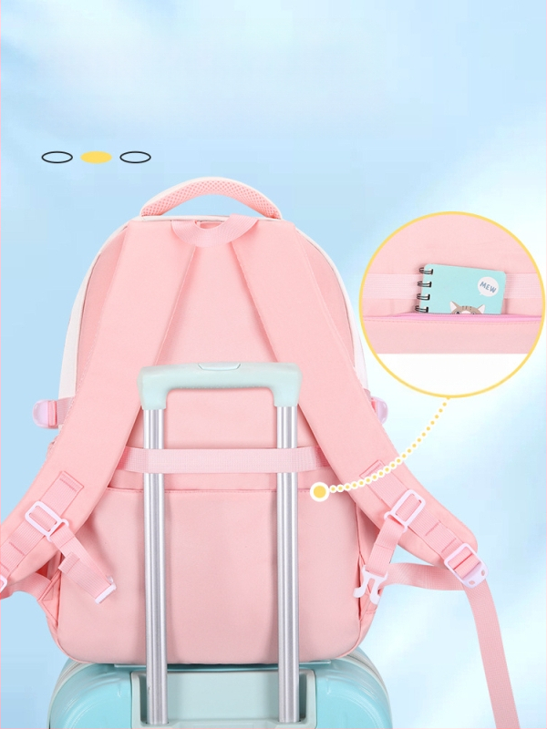 PU skolas mugursoma meitenēm ar elpojošu, ūdensizturīgu un antibakteriālu audumu, muguras aizsardzību, iekšējā odere no kanvas ar svītru rakstu