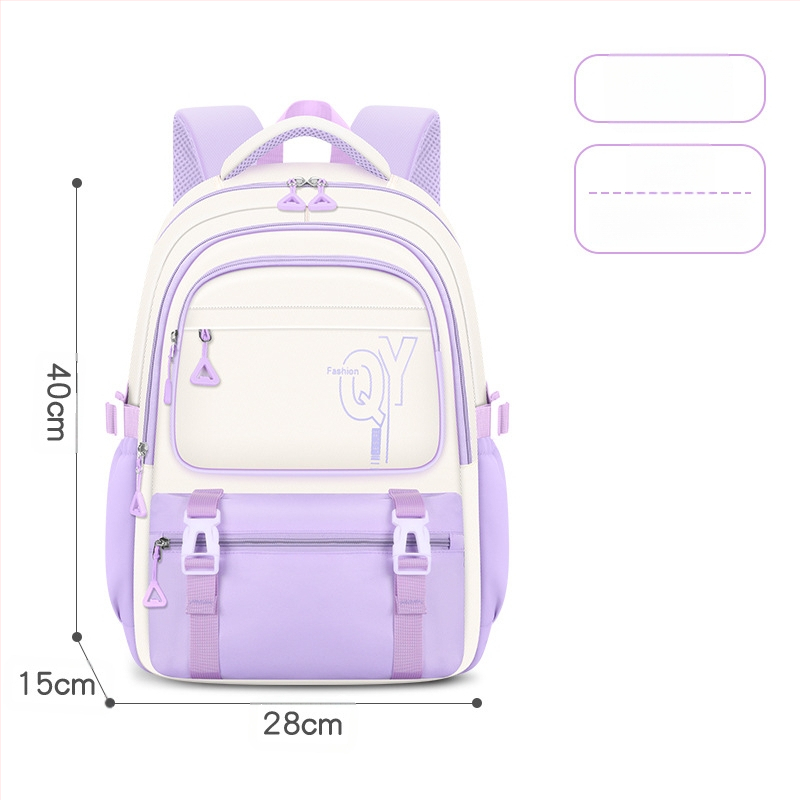 PU skolas mugursoma meitenēm ar elpojošu, ūdensizturīgu un antibakteriālu audumu, muguras aizsardzību, iekšējā odere no kanvas ar svītru rakstu