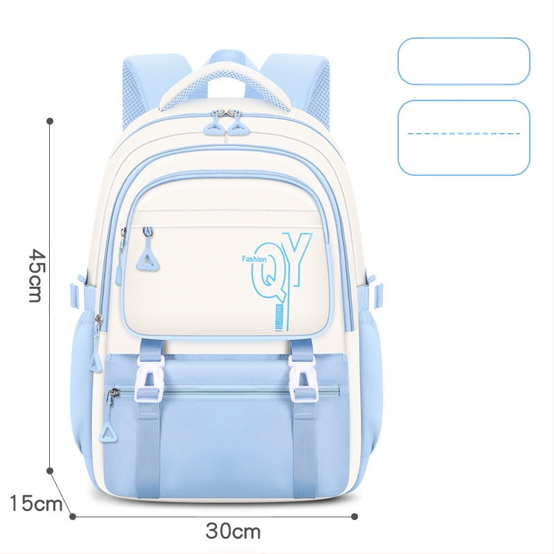 PU skolas mugursoma meitenēm ar elpojošu, ūdensizturīgu un antibakteriālu audumu, muguras aizsardzību, iekšējā odere no kanvas ar svītru rakstu