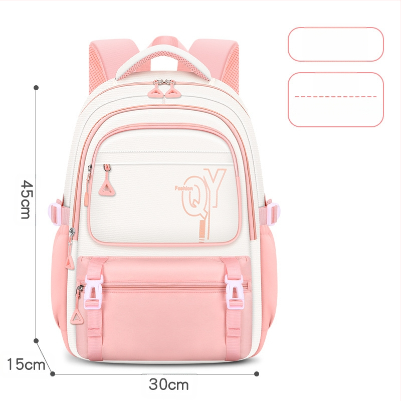 PU skolas mugursoma meitenēm ar elpojošu, ūdensizturīgu un antibakteriālu audumu, muguras aizsardzību, iekšējā odere no kanvas ar svītru rakstu