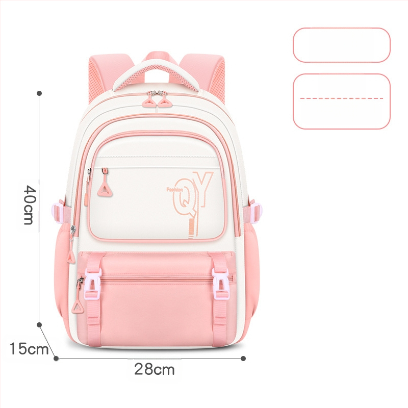 PU skolas mugursoma meitenēm ar elpojošu, ūdensizturīgu un antibakteriālu audumu, muguras aizsardzību, iekšējā odere no kanvas ar svītru rakstu