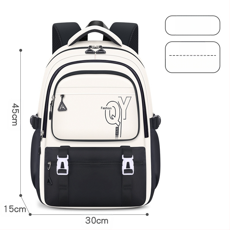 PU skolas mugursoma meitenēm ar elpojošu, ūdensizturīgu un antibakteriālu audumu, muguras aizsardzību, iekšējā odere no kanvas ar svītru rakstu