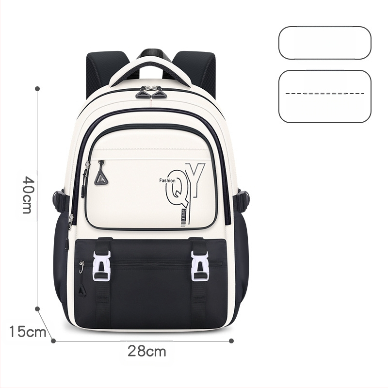 PU skolas mugursoma meitenēm ar elpojošu, ūdensizturīgu un antibakteriālu audumu, muguras aizsardzību, iekšējā odere no kanvas ar svītru rakstu