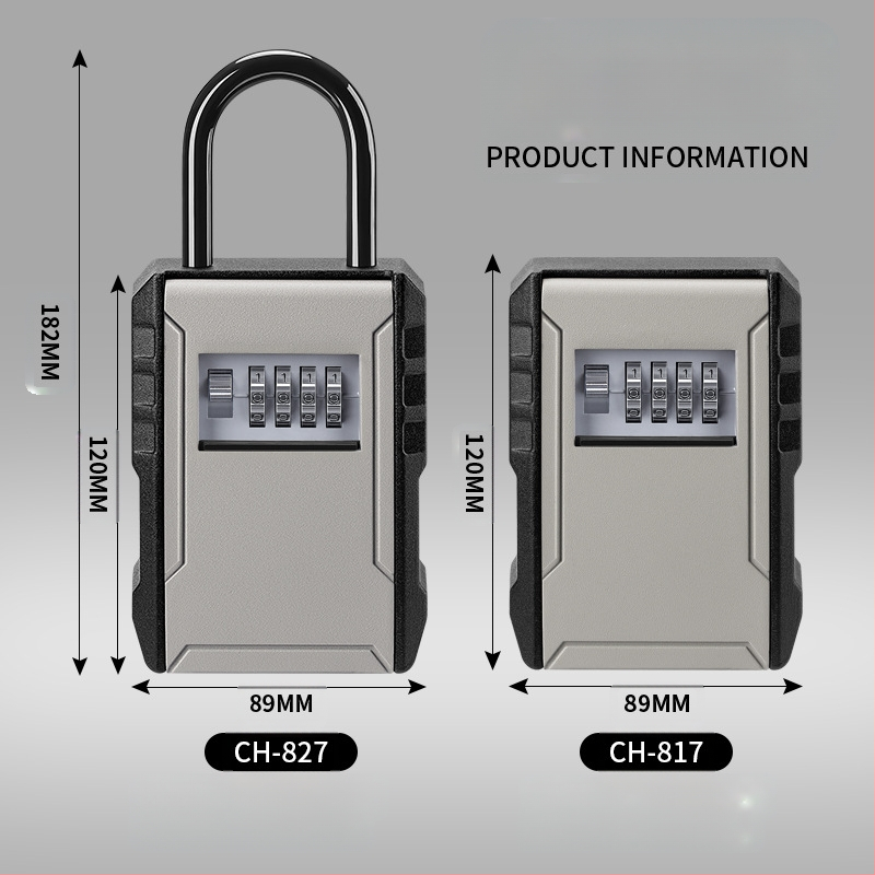 Κλειδοθήκη αλουμινίου με κωδικό CH-817/827, μοντέρνος μινιμαλισμός, τοίχος ή κρεμάστρα, αριθμητικό κλείδωμα