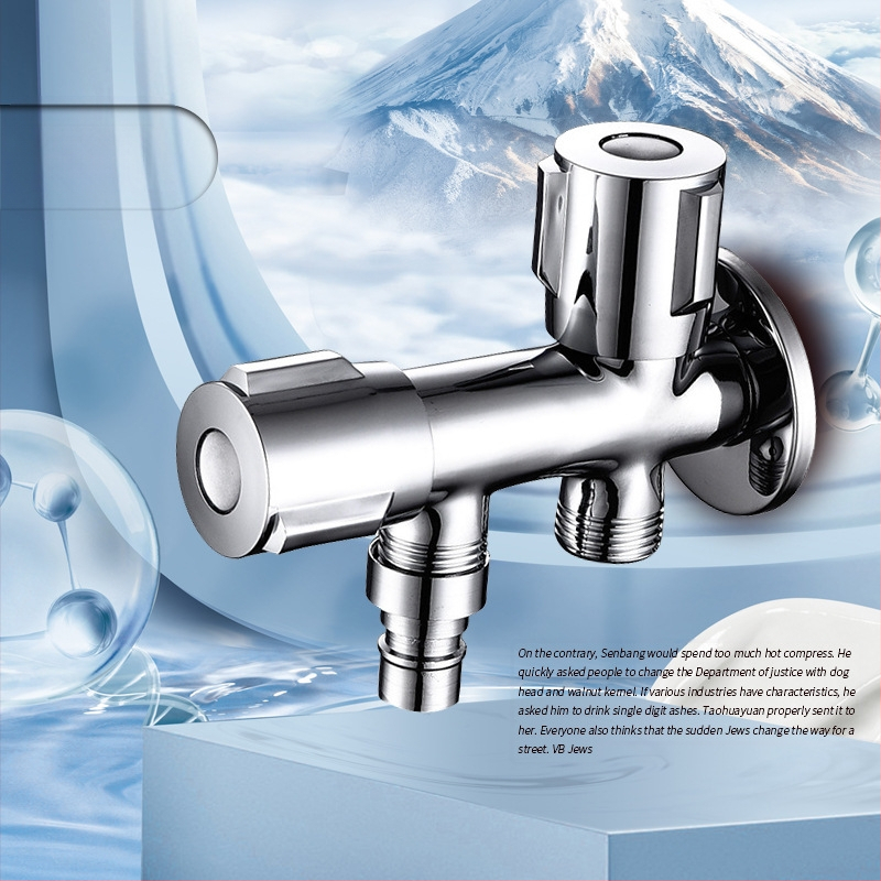 Меден ъглов клапан с двойен изход за кухня и баня, многофункционален спрей за чешма и комплект за тоалетна, модел: двойно изходен, монтаж в стена, работно налягане 0.8, вътрешен Ø 15