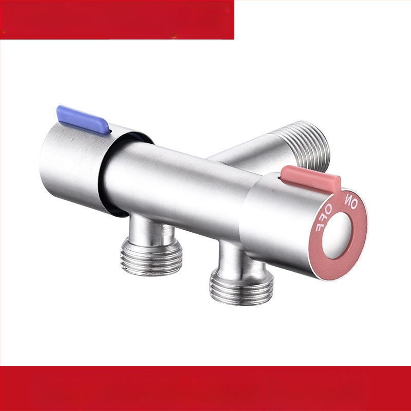 Меден ъглов клапан с двойен изход за кухня и баня, многофункционален спрей за чешма и комплект за тоалетна, модел: двойно изходен, монтаж в стена, работно налягане 0.8, вътрешен Ø 15