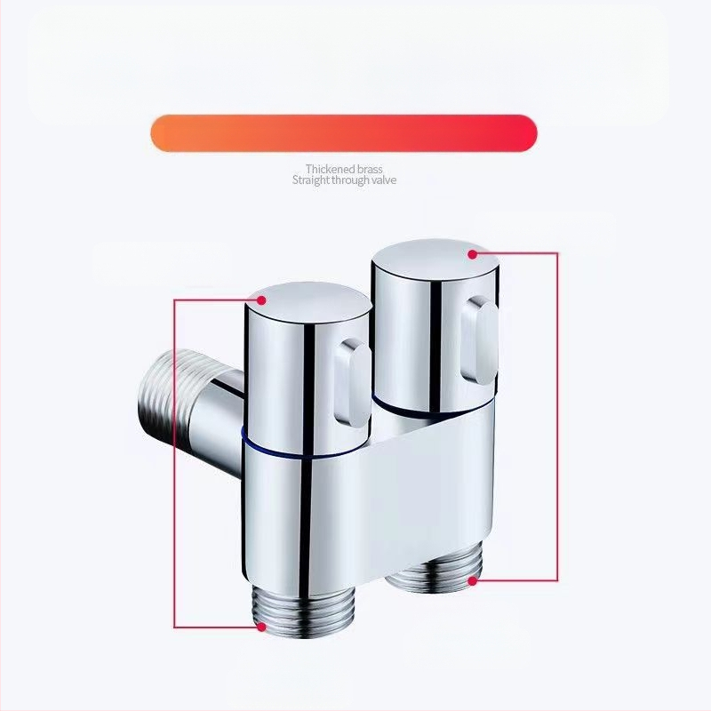 Set pištolja za pranje WC-a s ugradbenom instalacijom, bakreno tijelo, dvostruki izlaz, kutni ventil