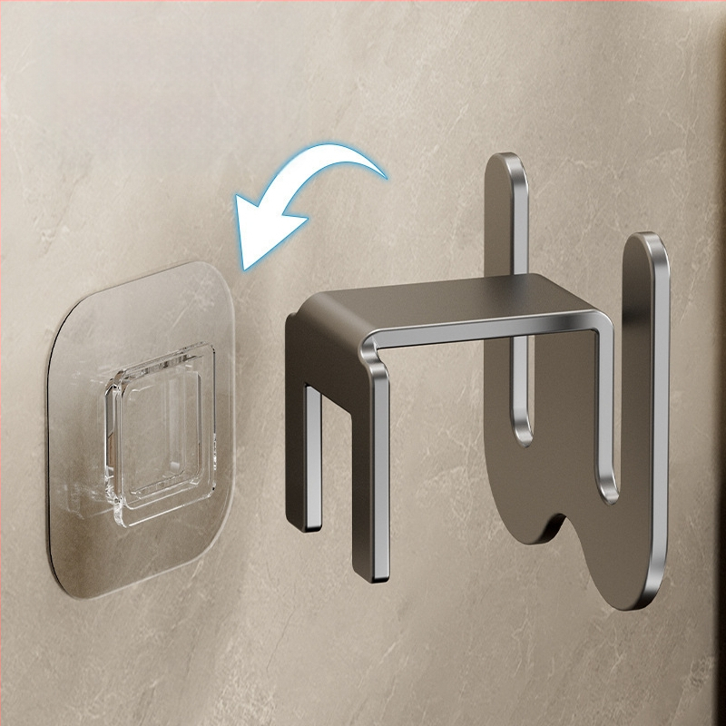 Ράφι για παντόφλες μπάνιου από ανθρακούχο ατσάλι, τοποθέτηση στον τοίχο χωρίς διάτρηση, με γάντζο αποστράγγισης, ελαφρύς πολυτελής σχεδιασμός