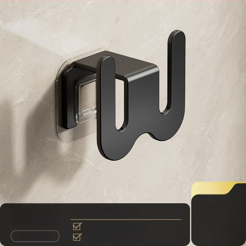 Ράφι για παντόφλες μπάνιου από ανθρακούχο ατσάλι, τοποθέτηση στον τοίχο χωρίς διάτρηση, με γάντζο αποστράγγισης, ελαφρύς πολυτελής σχεδιασμός