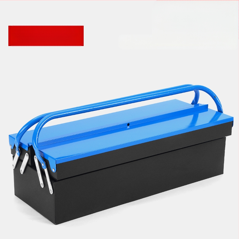 Кутия за инструменти със сгъване, удълнена метална кутия за инструменти, портативна с двойна дръжка, капацитет 30 кг