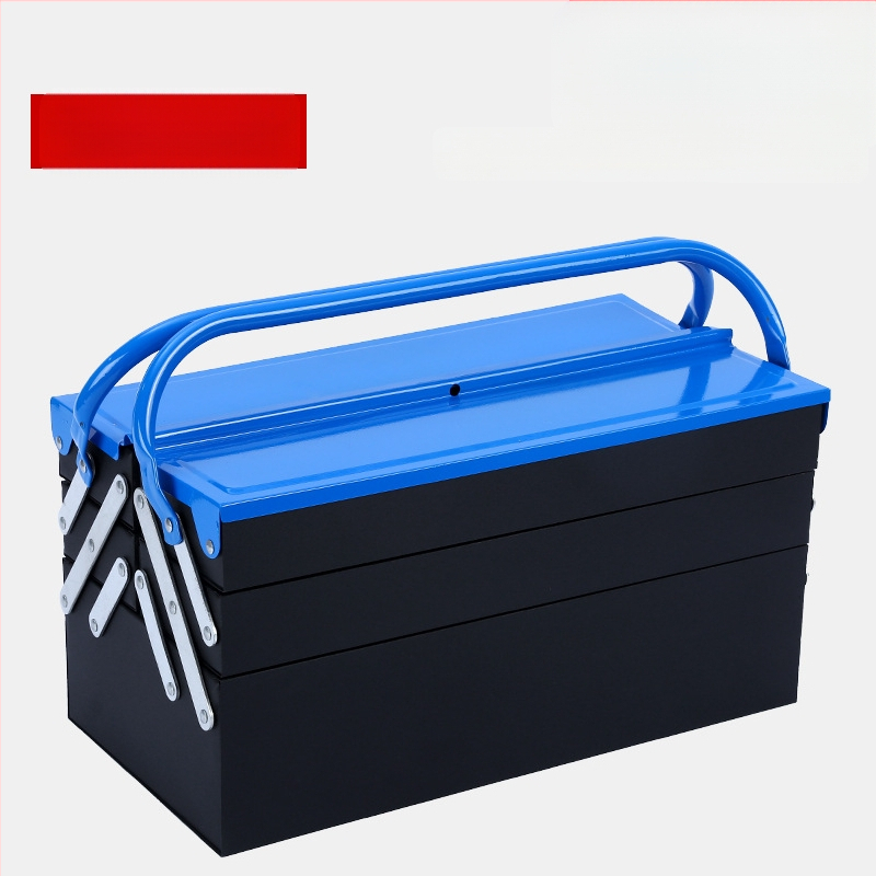 Кутия за инструменти със сгъване, удълнена метална кутия за инструменти, портативна с двойна дръжка, капацитет 30 кг