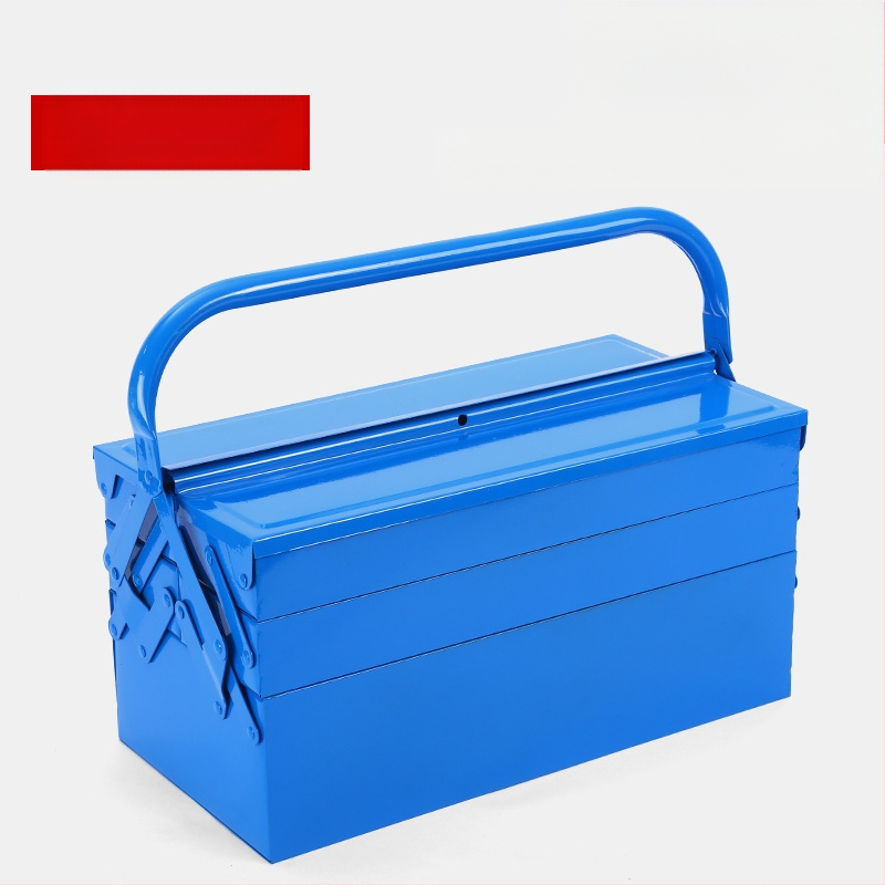 Кутия за инструменти със сгъване, удълнена метална кутия за инструменти, портативна с двойна дръжка, капацитет 30 кг