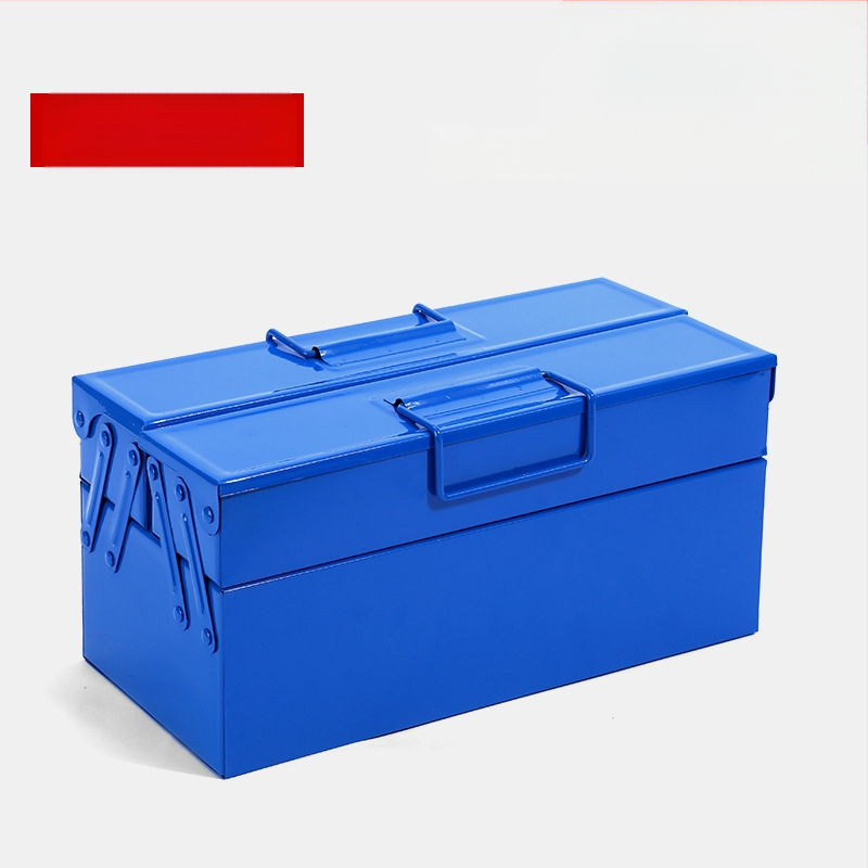 Кутия за инструменти със сгъване, удълнена метална кутия за инструменти, портативна с двойна дръжка, капацитет 30 кг