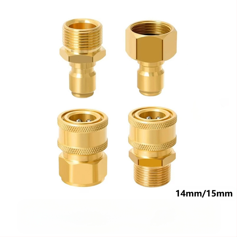 Aukšto slėgio plovimo greitojo prisijungimo rinkinys su 3/8 colio žarna ir 1/4 colio bronzinių vyriškų ir moteriškų galvučių, keturių dalių rinkinys