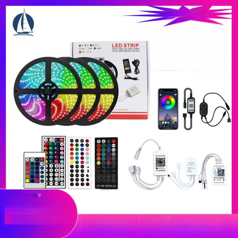 RGB LED лента 5050/2835 с Bluetooth и Wi‑Fi APP управление, музикален синхрон, 12V захранване, 14.4W, вътрешно осветление