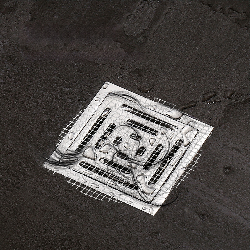 Vienreizēja grīdas kanalizācijas uzlīme ar matu filtru un kukaiņu režģi – šķiedru materiāls, piemērots virtuvei un vannas istabai, 200 gab. iepakojumā