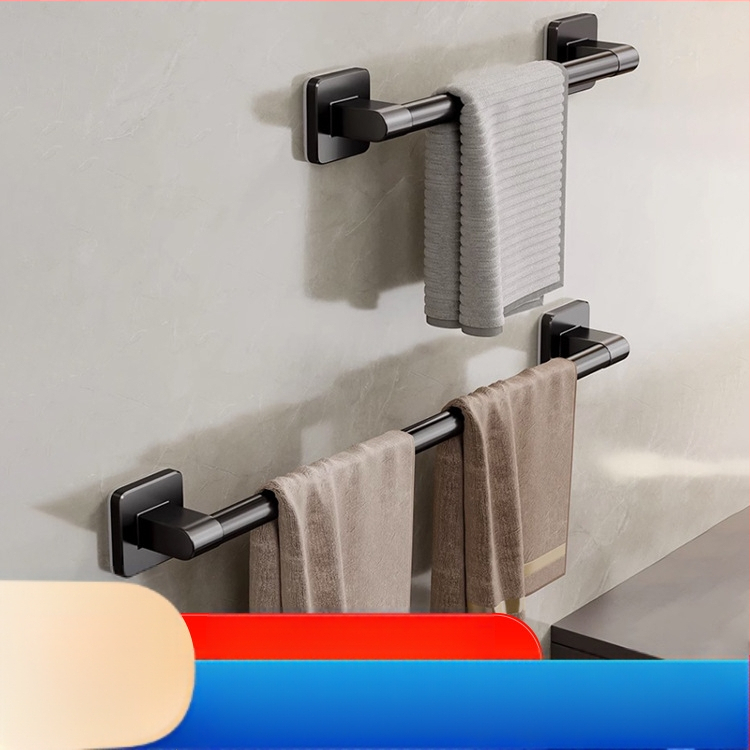 Επιτοίχιος κρεμάστρα πετσετών με έναν πόλο — χωρίς διάτρηση, κράμα αλουμινίου, βαμμένη επιφάνεια, χωρητικότητα φόρτωσης 100 kg, στυλ Light Luxury