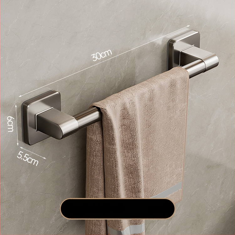 Επιτοίχιος κρεμάστρα πετσετών με έναν πόλο — χωρίς διάτρηση, κράμα αλουμινίου, βαμμένη επιφάνεια, χωρητικότητα φόρτωσης 100 kg, στυλ Light Luxury