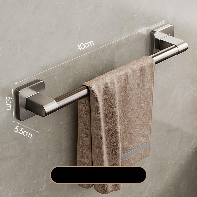 Επιτοίχιος κρεμάστρα πετσετών με έναν πόλο — χωρίς διάτρηση, κράμα αλουμινίου, βαμμένη επιφάνεια, χωρητικότητα φόρτωσης 100 kg, στυλ Light Luxury