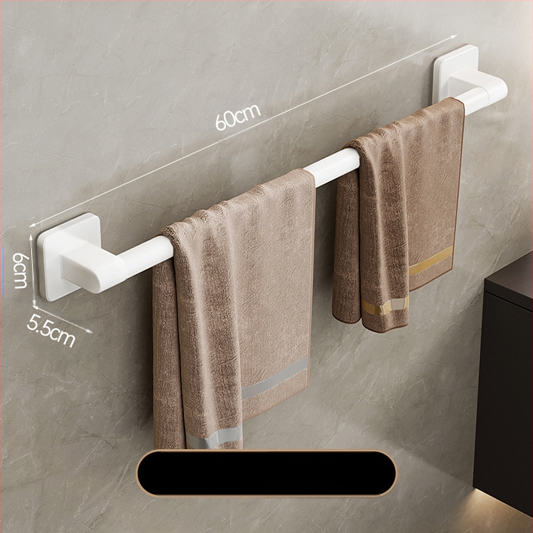 Επιτοίχιος κρεμάστρα πετσετών με έναν πόλο — χωρίς διάτρηση, κράμα αλουμινίου, βαμμένη επιφάνεια, χωρητικότητα φόρτωσης 100 kg, στυλ Light Luxury