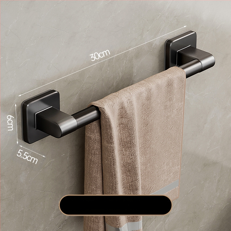 Επιτοίχιος κρεμάστρα πετσετών με έναν πόλο — χωρίς διάτρηση, κράμα αλουμινίου, βαμμένη επιφάνεια, χωρητικότητα φόρτωσης 100 kg, στυλ Light Luxury