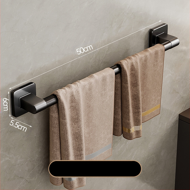 Επιτοίχιος κρεμάστρα πετσετών με έναν πόλο — χωρίς διάτρηση, κράμα αλουμινίου, βαμμένη επιφάνεια, χωρητικότητα φόρτωσης 100 kg, στυλ Light Luxury