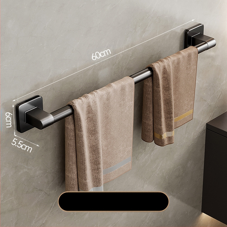 Επιτοίχιος κρεμάστρα πετσετών με έναν πόλο — χωρίς διάτρηση, κράμα αλουμινίου, βαμμένη επιφάνεια, χωρητικότητα φόρτωσης 100 kg, στυλ Light Luxury