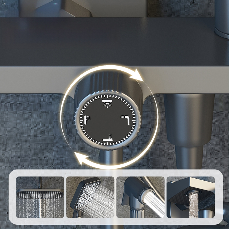 Dušo komplektas sienos montavimui, kvadratinė dušos galvutė, vario medžiaga, keturi nustatymai, dvigubas dušo čiaupas, modelis 8810