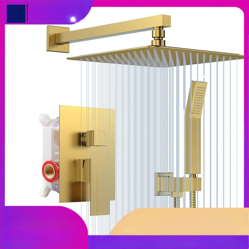 Paslėpta dušo sistema, varinis korpusas, lietaus funkcija, kvadratinė forma, modelis 079 US Gauge