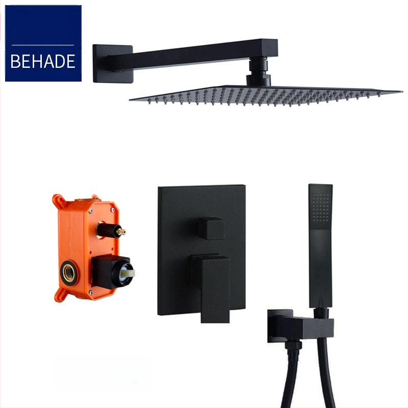 Paslėpta dušo sistema, varinis korpusas, lietaus funkcija, kvadratinė forma, modelis 079 US Gauge