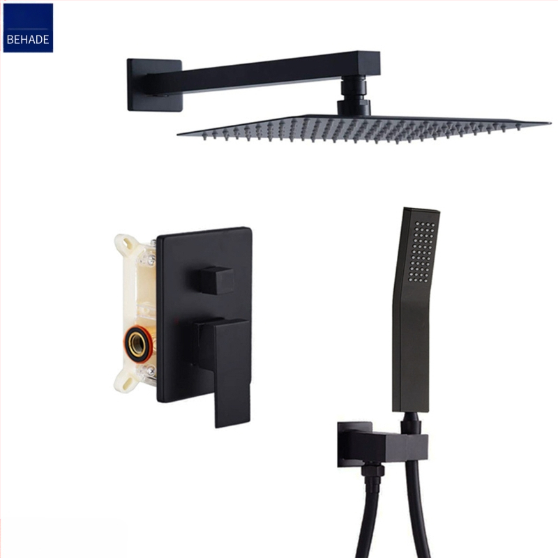 Paslėpta dušo sistema, varinis korpusas, lietaus funkcija, kvadratinė forma, modelis 079 US Gauge