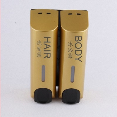 Dozatorius muilui ir vonios/šampūno dėžutė – ABS, 500 g, injekcinis formavimas, šiuolaikinis minimalistinis stilius, rankinis spaudimas