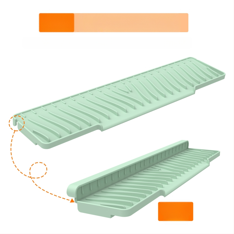 Kvadrātveida silikona drenāžas paliktnis izlietnei ar slīpo drenāžu un šļakstīšanās aizsardzību