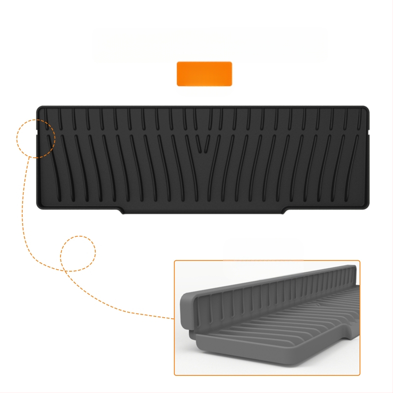 Kvadrātveida silikona drenāžas paliktnis izlietnei ar slīpo drenāžu un šļakstīšanās aizsardzību