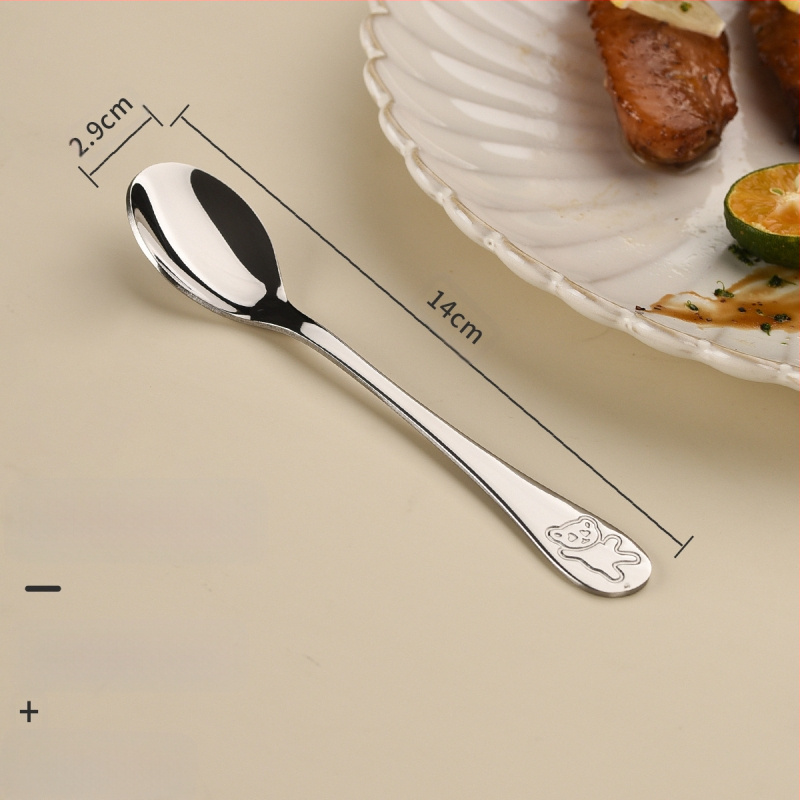 Vaikų peilio ir šakutės komplektas iš nerūdijančio plieno, karikatūrinis lokys, 410 nerūdijantis plienas, veidrodinis poliravimas, pritaikymas įmanomas