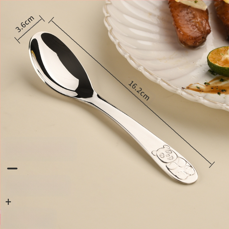 Vaikų peilio ir šakutės komplektas iš nerūdijančio plieno, karikatūrinis lokys, 410 nerūdijantis plienas, veidrodinis poliravimas, pritaikymas įmanomas