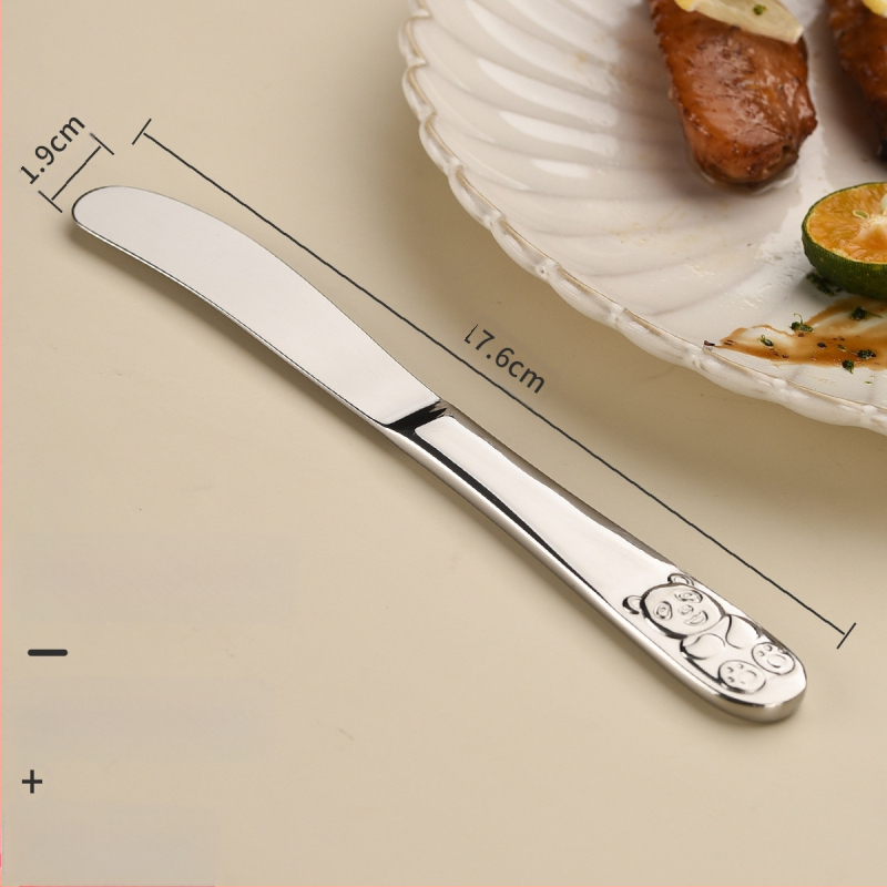 Vaikų peilio ir šakutės komplektas iš nerūdijančio plieno, karikatūrinis lokys, 410 nerūdijantis plienas, veidrodinis poliravimas, pritaikymas įmanomas