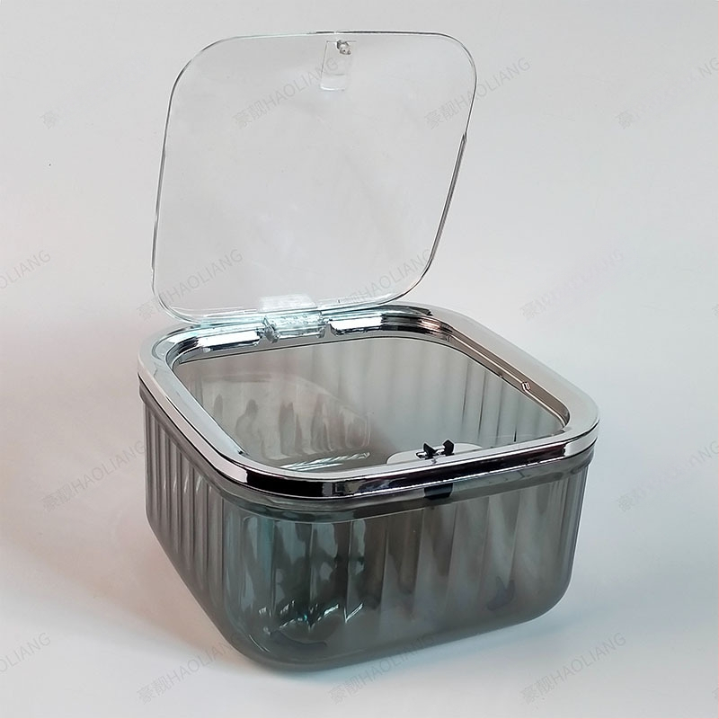 Πλαστικός επιτραπέζιος κάδος απορριμμάτων με καπάκι πίεσης, τετράγωνος, χωρητικότητα έως 4 L, οικιακή χρήση