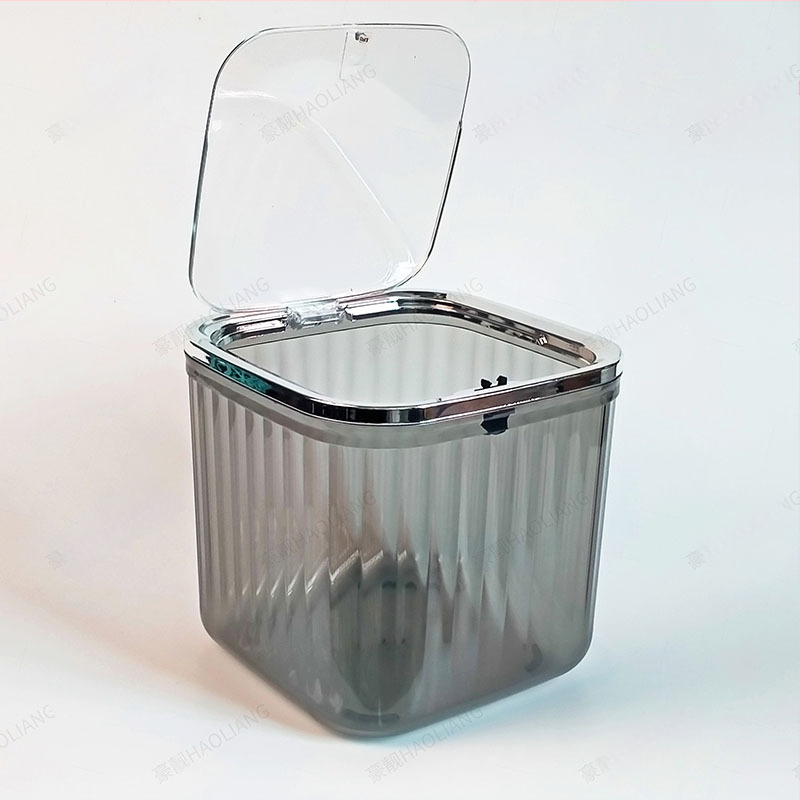 Πλαστικός επιτραπέζιος κάδος απορριμμάτων με καπάκι πίεσης, τετράγωνος, χωρητικότητα έως 4 L, οικιακή χρήση