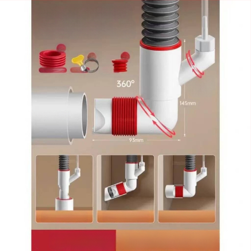 Βαλβίδα αποχέτευσης τοίχου με ABS+σιλικόνη, μηχανισμός ανάσυρσης, τύπος βρετανικού αποχέτευσης, μοντέρνο μινιμαλιστικό στυλ (Lj wall row)